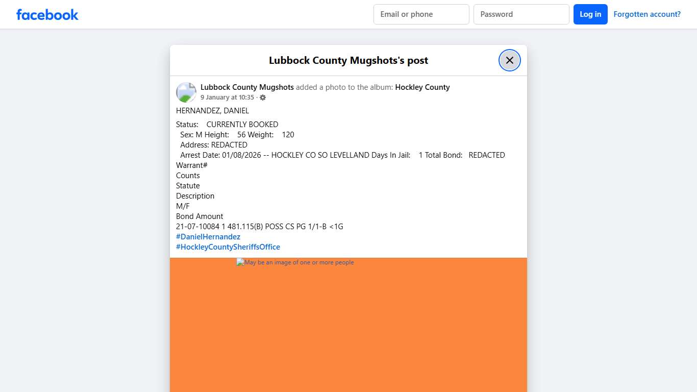 HERNANDEZ, DANIEL Status:... - Lubbock County Mugshots Facebook